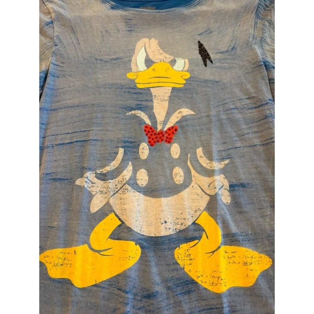 Vintage Distressed Donald Duck Angry Graphic Tee Size Small with Sequins